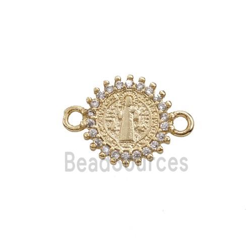 Copper Jesus Connector Pave Zirconia Gold Plated