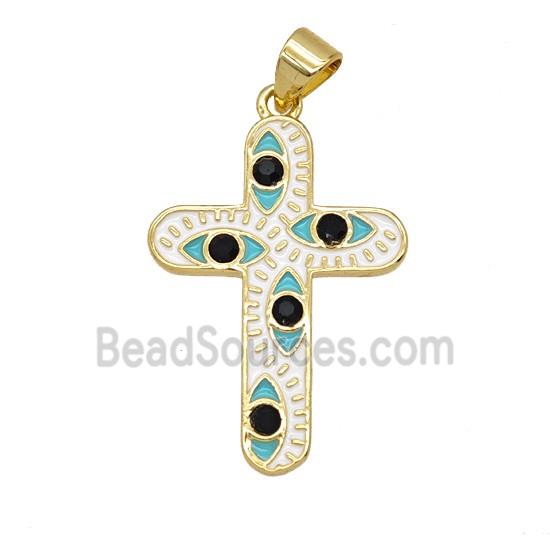 Copper Cross Pendant Enamel Gold Plated