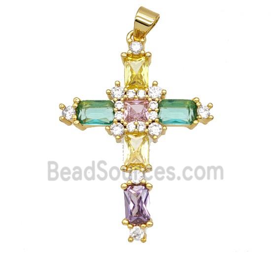 Copper Cross Pendant Pave Zirconia Gold Plated