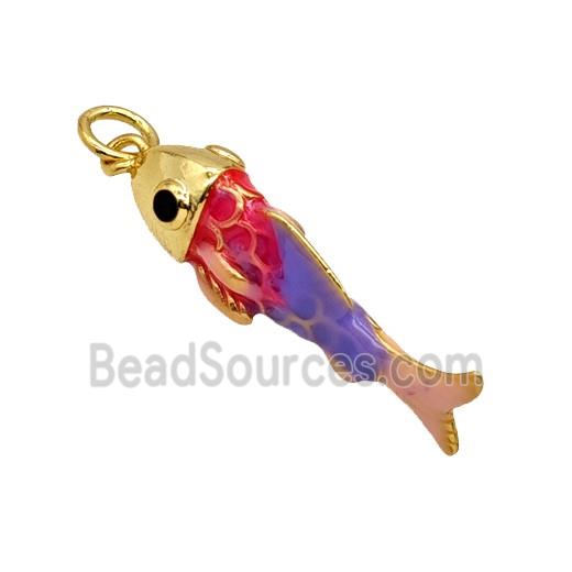 Copper Fish Pendant Enamel Gold Plated