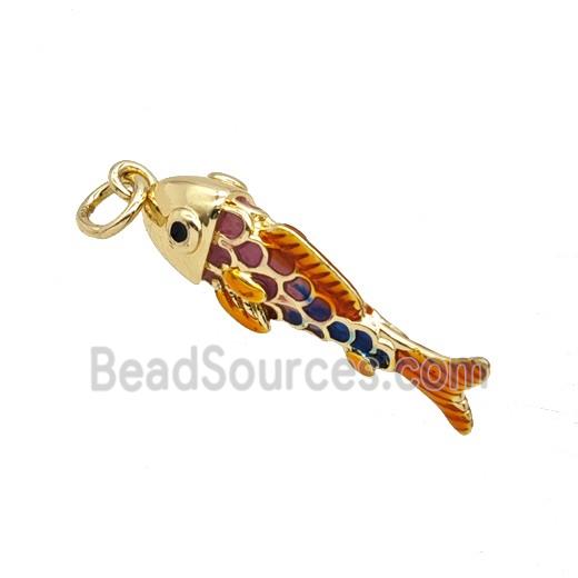 Copper Fish Pendant Enamel Gold Plated