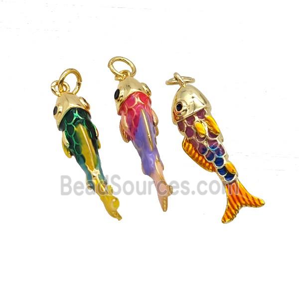 Copper Fish Pendant Enamel Gold Plated Mixed
