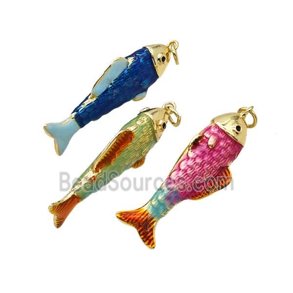 Copper Fish Pendant Enamel Gold Plated Mixed