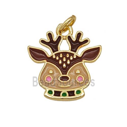 Christmas Reindeer Charms Copper Pendant Enamel Gold Plated