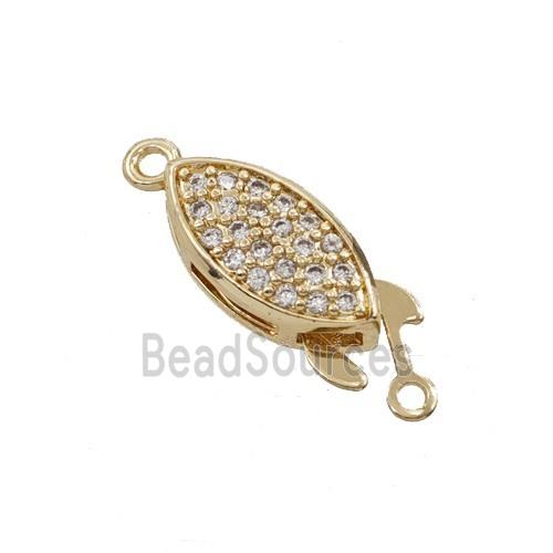 Copper Clasp Pave Zirconia Gold Plated