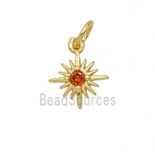 Copper Star Pendant Pave Zirconia 18K Gold Plated
