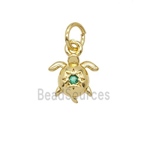 Copper Tortoise Pendant Pave Zirconia 18K Gold Plated