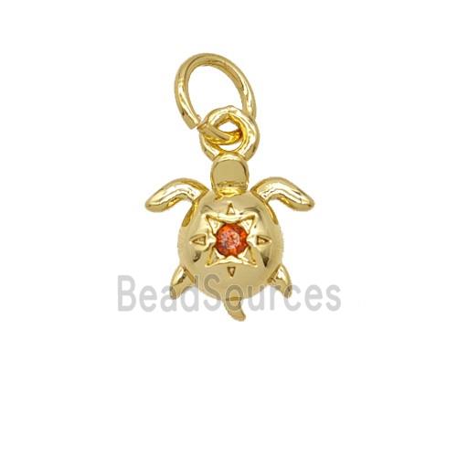 Copper Tortoise Pendant Pave Zirconia 18K Gold Plated