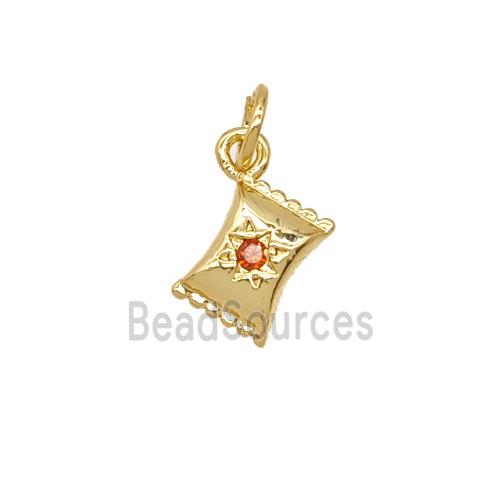 Copper Candy Pendant Pave Zirconia 18K Gold Plated