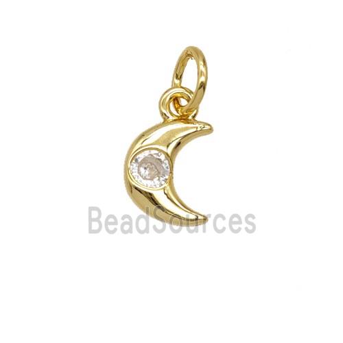Copper Moon Pendant Pave Zirconia 18K Gold Plated