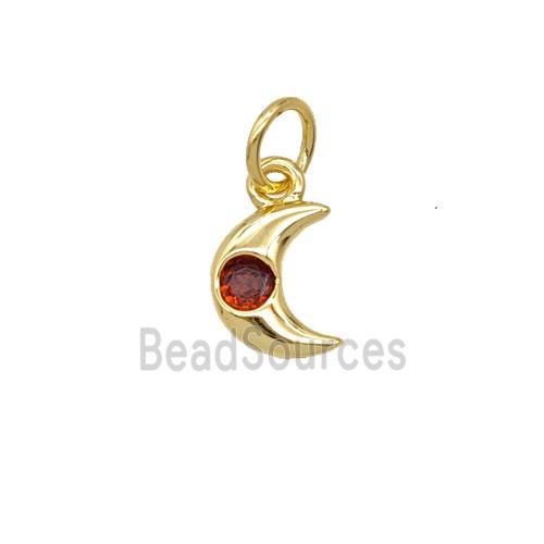 Copper Moon Pendant Pave Zirconia 18K Gold Plated