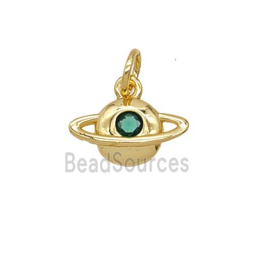 Copper Planet Pendant Pave Zirconia 18K Gold Plated