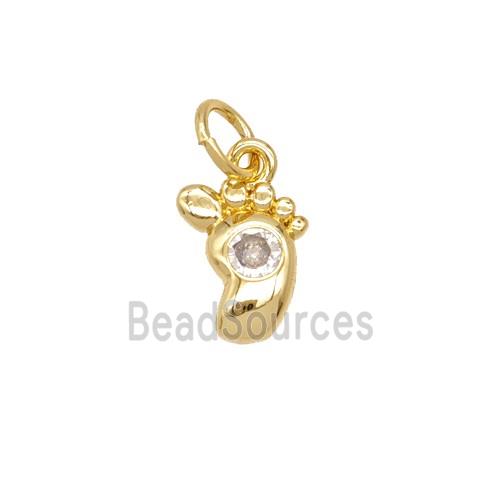 Copper Footprint Pendant Pave Zirconia 18K Gold Plated