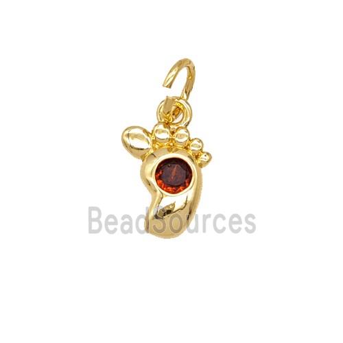 Copper Footprint Pendant Pave Zirconia 18K Gold Plated
