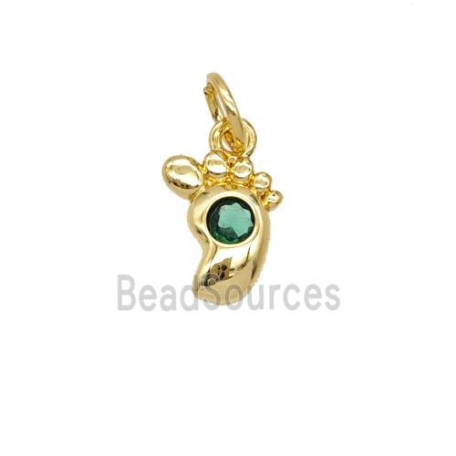 Copper Footprint Pendant Pave Zirconia 18K Gold Plated