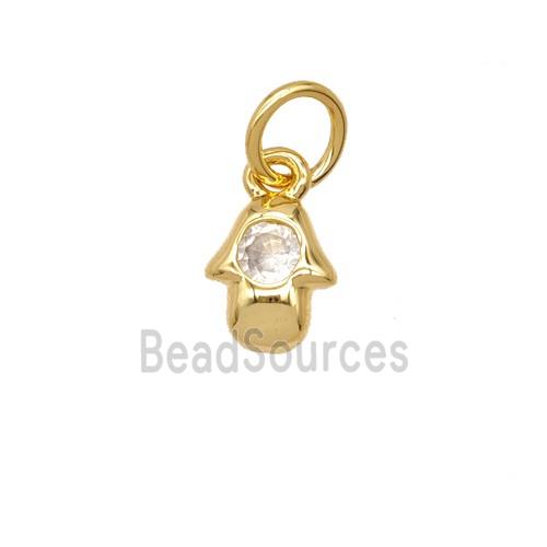 Copper Hamsahand Pendant Pave Zirconia 18K Gold Plated