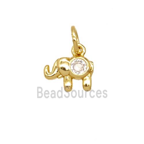 Copper Elephant Pendant Pave Zirconia 18K Gold Plated