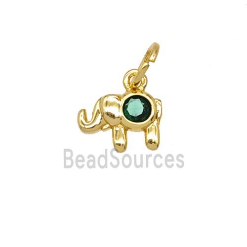 Copper Elephant Pendant Pave Zirconia 18K Gold Plated