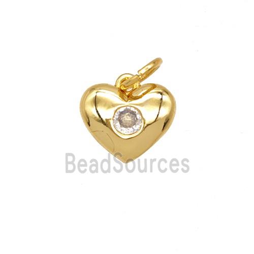 Copper Heart Pendant Pave Zirconia 18K Gold Plated