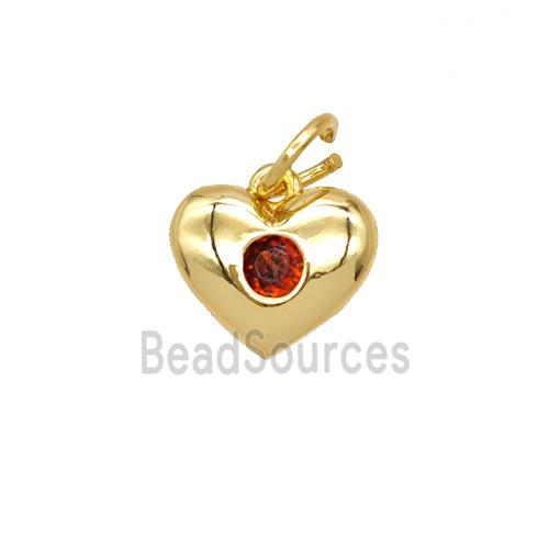 Copper Heart Pendant Pave Zirconia 18K Gold Plated