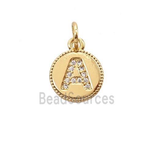Copper Letter-A Pendant Pave Zirconia 18K Gold Plated