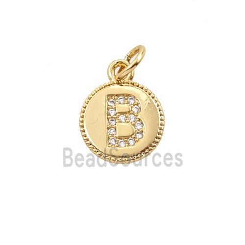 Copper Letter-B Pendant Pave Zirconia 18K Gold Plated