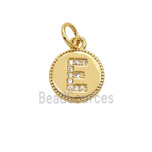 Copper Letter-E Pendant Pave Zirconia 18K Gold Plated