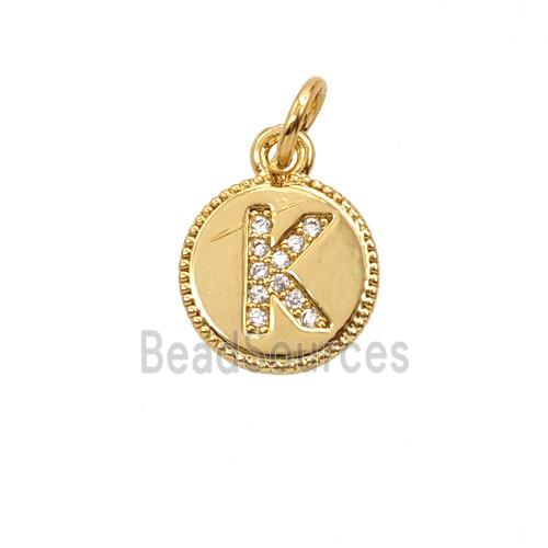 Copper Letter-K Pendant Pave Zirconia 18K Gold Plated