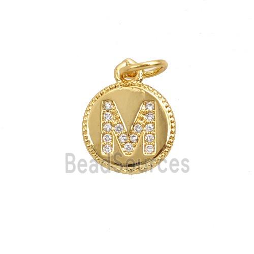 Copper Letter-M Pendant Pave Zirconia 18K Gold Plated