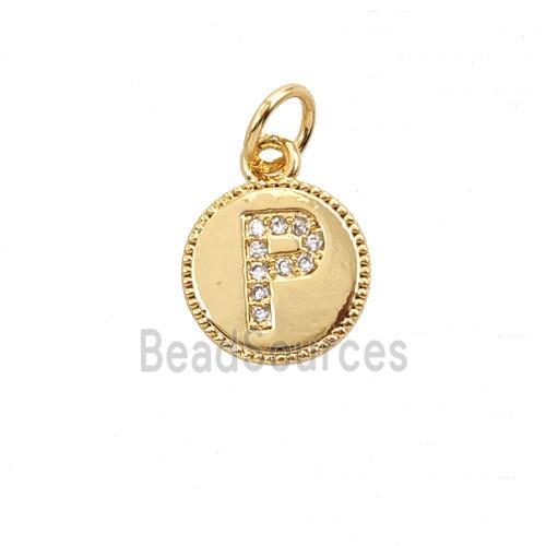 Copper Letter-P Pendant Pave Zirconia 18K Gold Plated