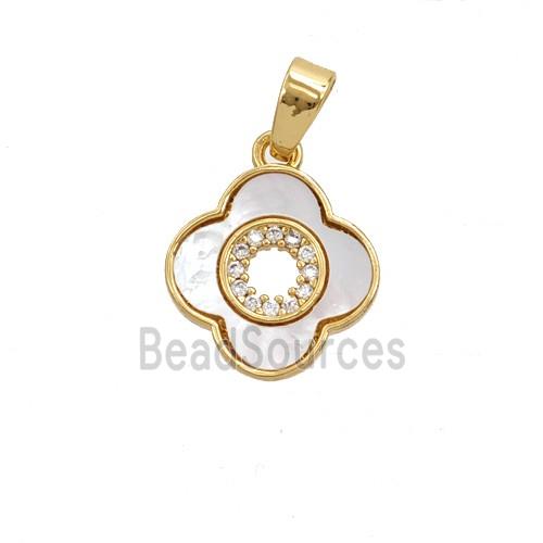 Copper Clover Pendant Pave Zirconia Shell 18K Gold Plated