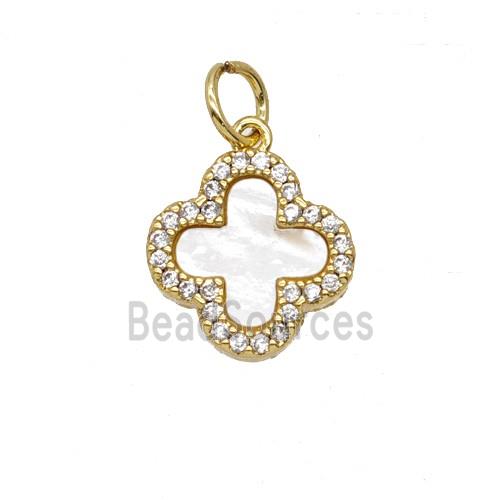 Copper Clover Pendant Pave Zirconia Shell 18K Gold Plated