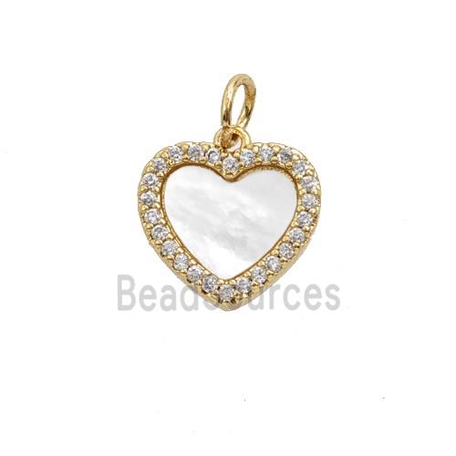 Copper Heart Pendant Pave Zirconia Shell 18K Gold Plated