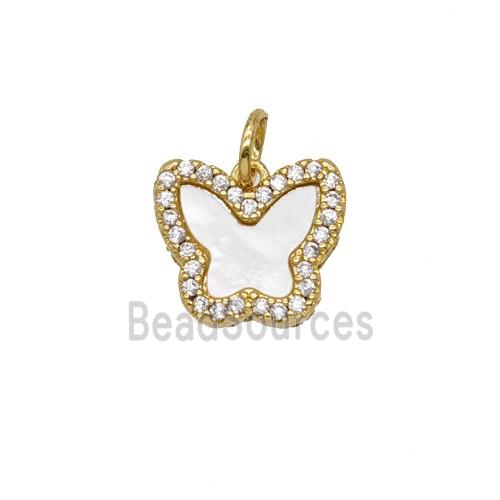 Copper Butterfly Pendant Pave Zirconia Shell 18K Gold Plated