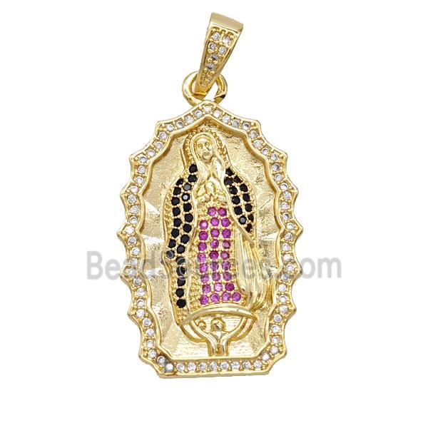 Copper Jesus Pendant Pave Zirconia 18K Gold Plated