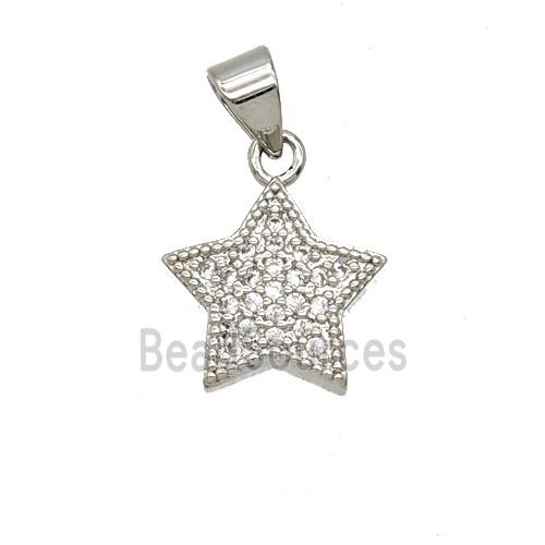 Copper Star Pave Zirconia Platinum Plated