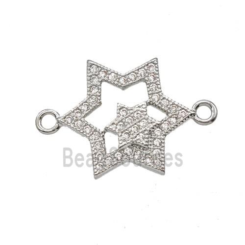 Copper Connector Pave Zirconia Platinum Plated