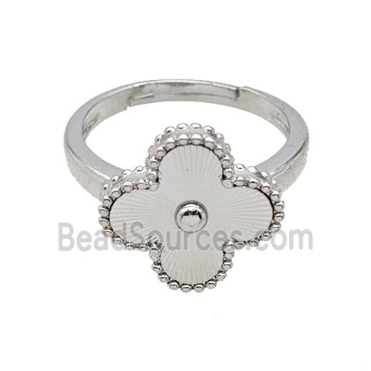 Copper Clover Rings Adjustable Platinum Plated
