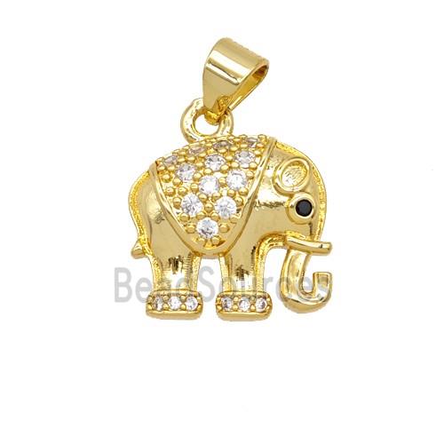 Copper Elephant Pendant Pave Zirconia 18K Gold Plated