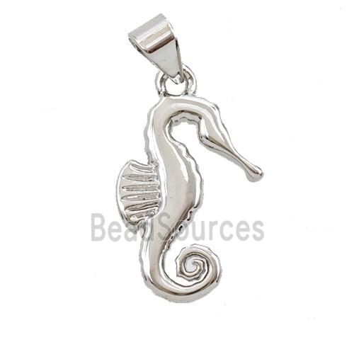 Copper Seahorse Pendant Platinum Plated