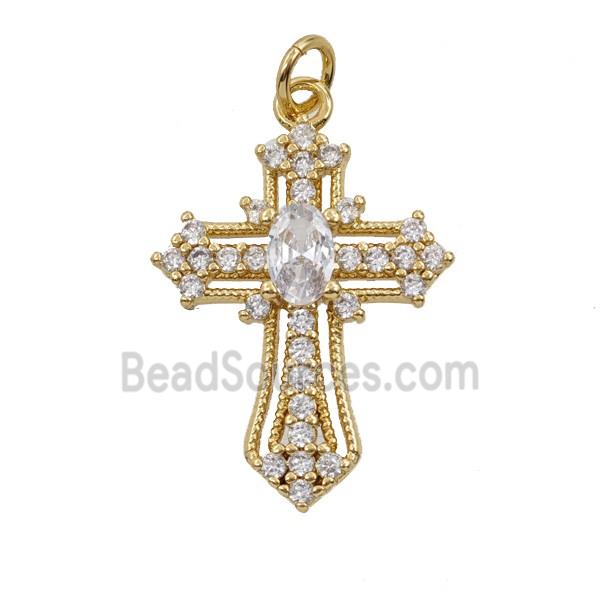 Copper Cross Pendant Pave Zirconia 18K Gold Plated