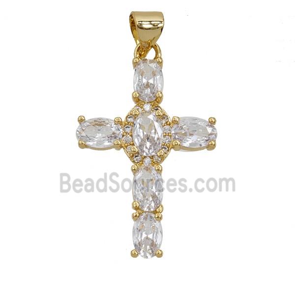 Copper Cross Pendant Pave Zirconia 18K Gold Plated