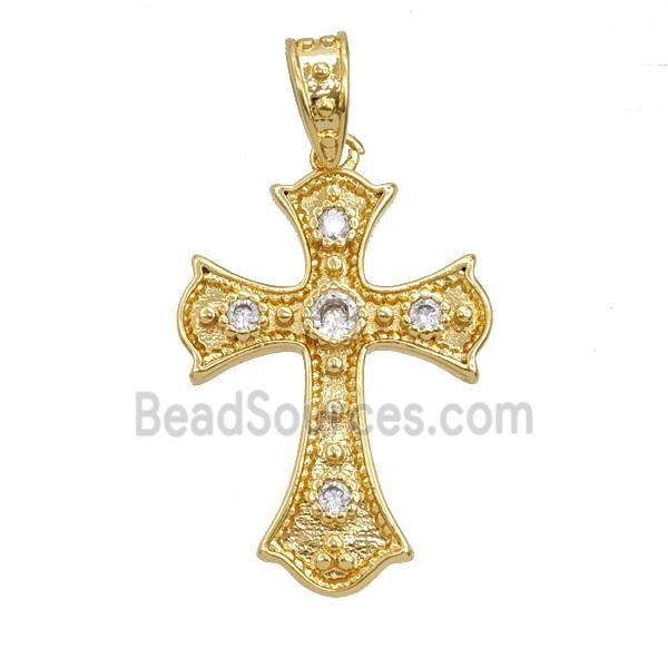 Copper Cross Pendant Pave Zirconia 18K Gold Plated
