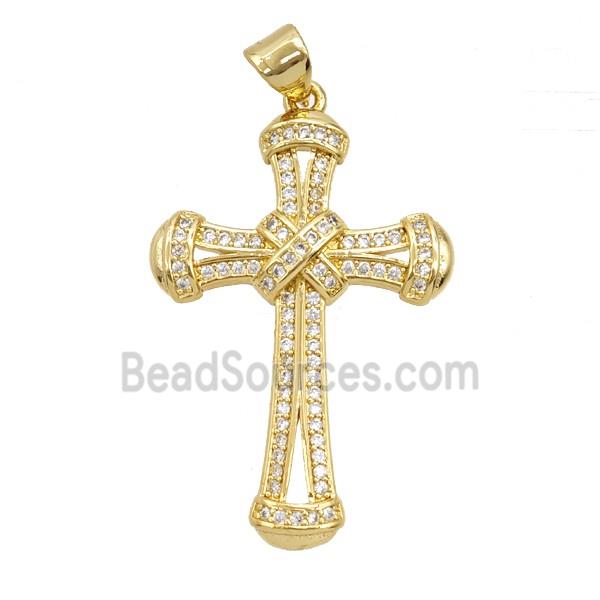 Copper Cross Pendant Pave Zirconia 18K Gold Plated