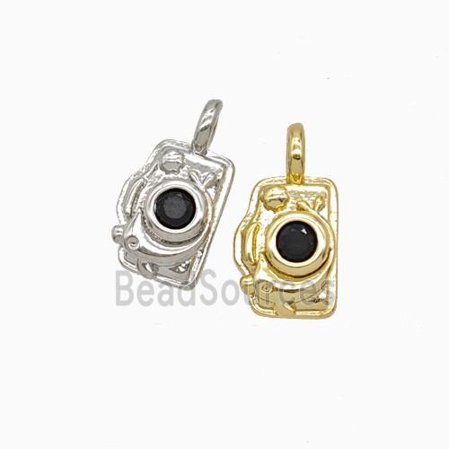 Copper Camera Pendant Pave Zirconia Mixed