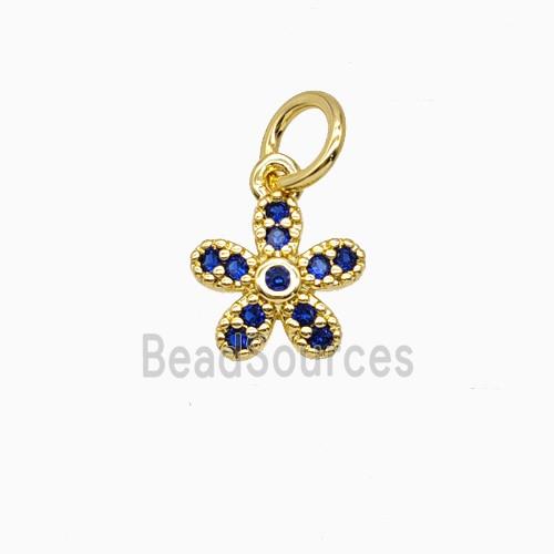 Copper Flower Pendant Pave Zirconia Gold Plated