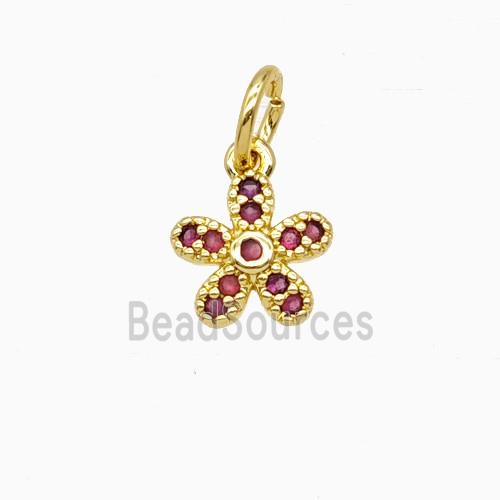 Copper Flower Pendant Pave Zirconia Gold Plated
