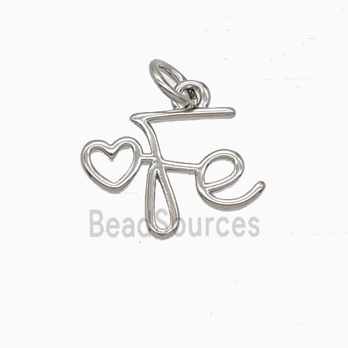 Copper Heart Fe Pendant Platinum Plated