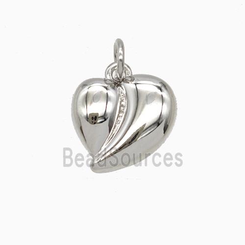 Copper Heart Pendant Platinum Plated