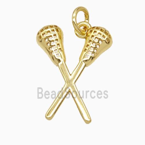Copper Lacrosse Stick Pendant Sports Gold Plated
